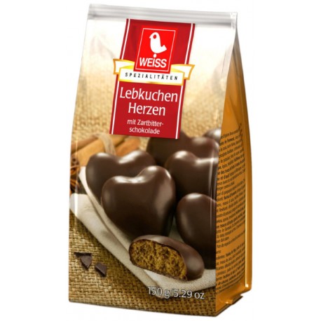 WEISS Меденки Сърца с тъмен шоколад 150g