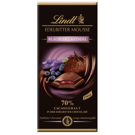 Шоколад LINDT EDELBITTER MOUSSE Боровинка и лавандула 150g