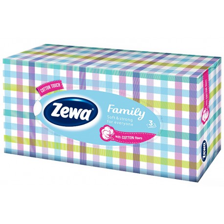 Кърпи за лице 90 бр. 3 пл. Zewa Family Кутия на квадрати