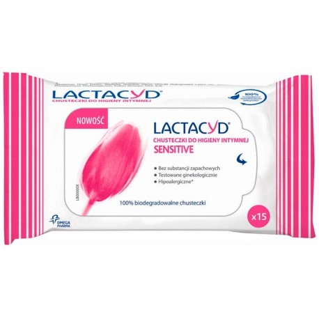 Интимни кърпички Sensitive LACTACYD 15бр.