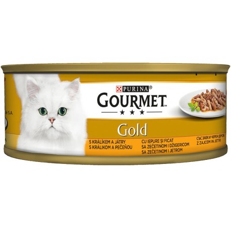 Храна за котки GOURMET GOLD ЗАЕК и ДРОБ 85g