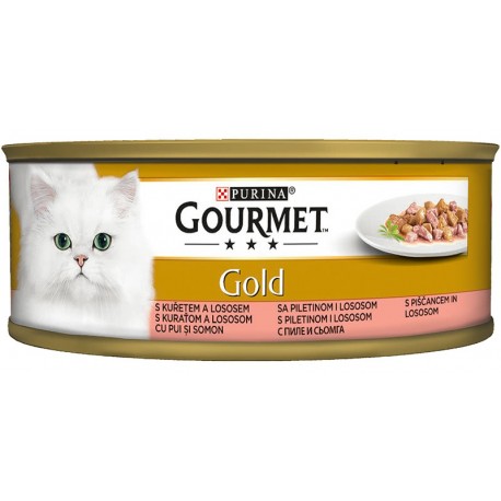 Храна за котки GOURMET GOLD Сьомга и пиле 85g
