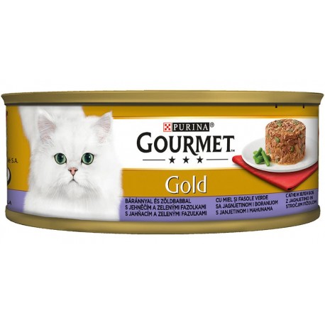 Храна за котки GOURMET GOLD Агнешко и зелен фасул 85g
