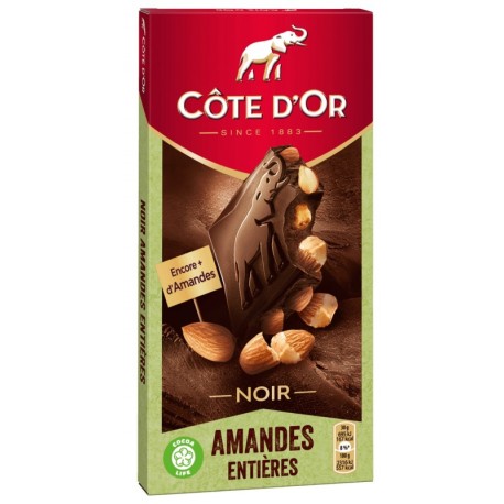 Шоколад белгийски тъмен с цели бадеми Cote d'Or 180g