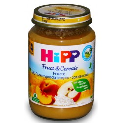 HIPP Био Пълнозърнеста плодово-оризова каша 190g